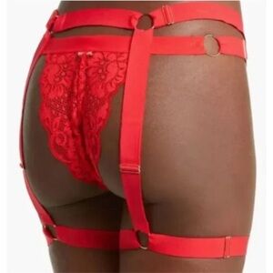 We are HAH Free People Strung Out Garters, Siren Red, Garter Belt, One Size OS